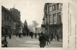 Lille (Nord). Explosion d'une bombe sur l'Hôtel de Bretagne rue Inkermann, le 9 octobre 1914. | 