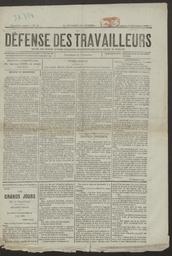 La Défense des travailleurs : Organe des groupes ouvriers socialistes révolutionnaires de la région du Nord-Est, paraissant le dimanche