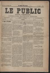 Le Public : journal hebdomadaire, littérature, beaux-arts, sciences