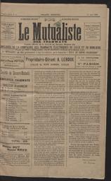 Le Mutualiste des tramways / organe officiel de la Société de secours mutuels des employés de la Compagnie des tramways électriques de Lille et de sa banlieue