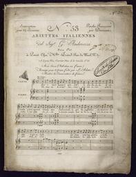 N° 53 paroles françaises par Desriaux ariettes italiennes del sig. G. Andreozzi... aria seria (nell'alma mi fanno) arrangé pour le piano forte par L. Adam