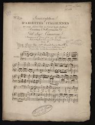 N° 479 souscription d'ariettes italiennes. 21e année faisant suite au journal de feu Bailleux. Cavatina (nell' Artemisia) del sigr Cimarosa. Arrangée pour le piano forte par G. Spontini...