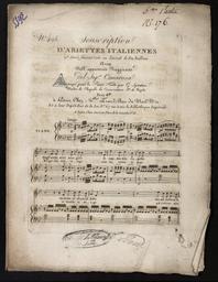 N° 495 souscription d'ariettes italiennes 22e année faisant suite au journal de feu Bailleux. Aria del Sigr Cimarosa nell Apprensivo Raggirato. Arrangé pour le piano forte par G. Spontini...