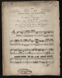 N° 25 ariettes italiennes del Signore Cimarosa. Arrangé pour le piano forte par L. Adam