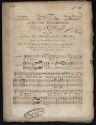 N° 59 paroles françaises par Desriaux. Ariettes italiennes del Sigr S. Mayer (...). scena nella Ginevra di Scorzia (se sapesse che m'accende) arrangé pour le piano forte par L. Adam (...)