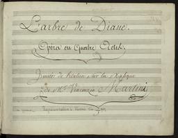 L'arbre de Diane // Opéra en quatre actes. // Imité de l'italien sur la musique // de Mr Vincenzo Martini // sa première représentation à Vienne vers 1787