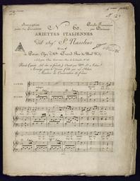 N° 60 ariettes italiennes del Sigr S. Nasolini... rondo (Questo sol che si funesto) chanté par Mlle St Aubin arrangé pour le piano forte par L. Adam