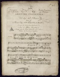 N° 69 paroles françaises par Desriaux. Ariettes italiennes del Sigr D. Olivier. Aria (Misero Pargoletto)