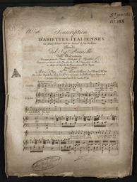 N° 516 souscription d'ariettes italiennes... Rondo del sigr Paesiello nell'Andromaca arrangé pour le piano forte par G. Spontini...