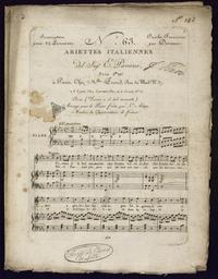 N° 63 ariettes italiennes del Sigr. E. Pavani... aria (vicino e il momento) arrangé pour le piano forte par L. Adam...
