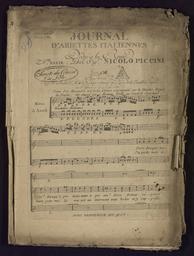 Journal d'Ariettes italiennes dédié à la Reine N° XXXIX del Sigr Nicolo Piccinni