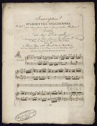 Souscription d'ariettes italiennes N° 475... Cavatina Del Sigr Porto-gallo arrangée pour le piano forte par G. Spontini...