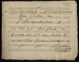 La Donna di genio volubile // il venezia è carnovale // cavatina // Per amar abbiamo il core // Del Sig.or marcos Portogallo // Cantata dalla Sig.ra Anna Morichelli // Nel Teatro dalla Piustiniani in S. Moÿse