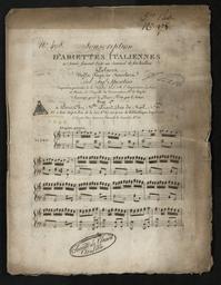 N° 498 souscription d'ariettes italiennes... polacca nella Fuga in Maschera del Sigr Spontini... arrangé pour le piano forte par l'auteur