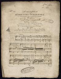 N° 515 souscription d'ariettes italiennes. 22e année faisant suite au journal de feu Bailleux. Aria del Sigr Zingarelli nell Ines de Castro. Arrangé pour le piano forte par G. Spontini