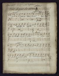 Scène 1.re du 1er acte de phèdre // pour dessus et hautte contre // mélée des chœurs // le jour para