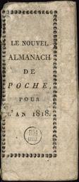 Le Nouvel almanach de poche pour l'an de grâce ... : contenant les noms des principaux souverains de l'Europe, un choix d'anecdotes, saillies, bons mots, énigmes, charades, : chansons ect