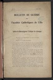 Bulletin de guerre des facultés catholiques de Lille