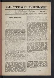 Le Trait d'union : Bulletin paroissial et patriotique des soldats et réfugiés de Sin-le-Noble / Abbé Fernand Mollet