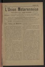 L'Union Méterennoise : Bulletin mensuel des "Poilus Van Meter" / Gérant J. Dubois