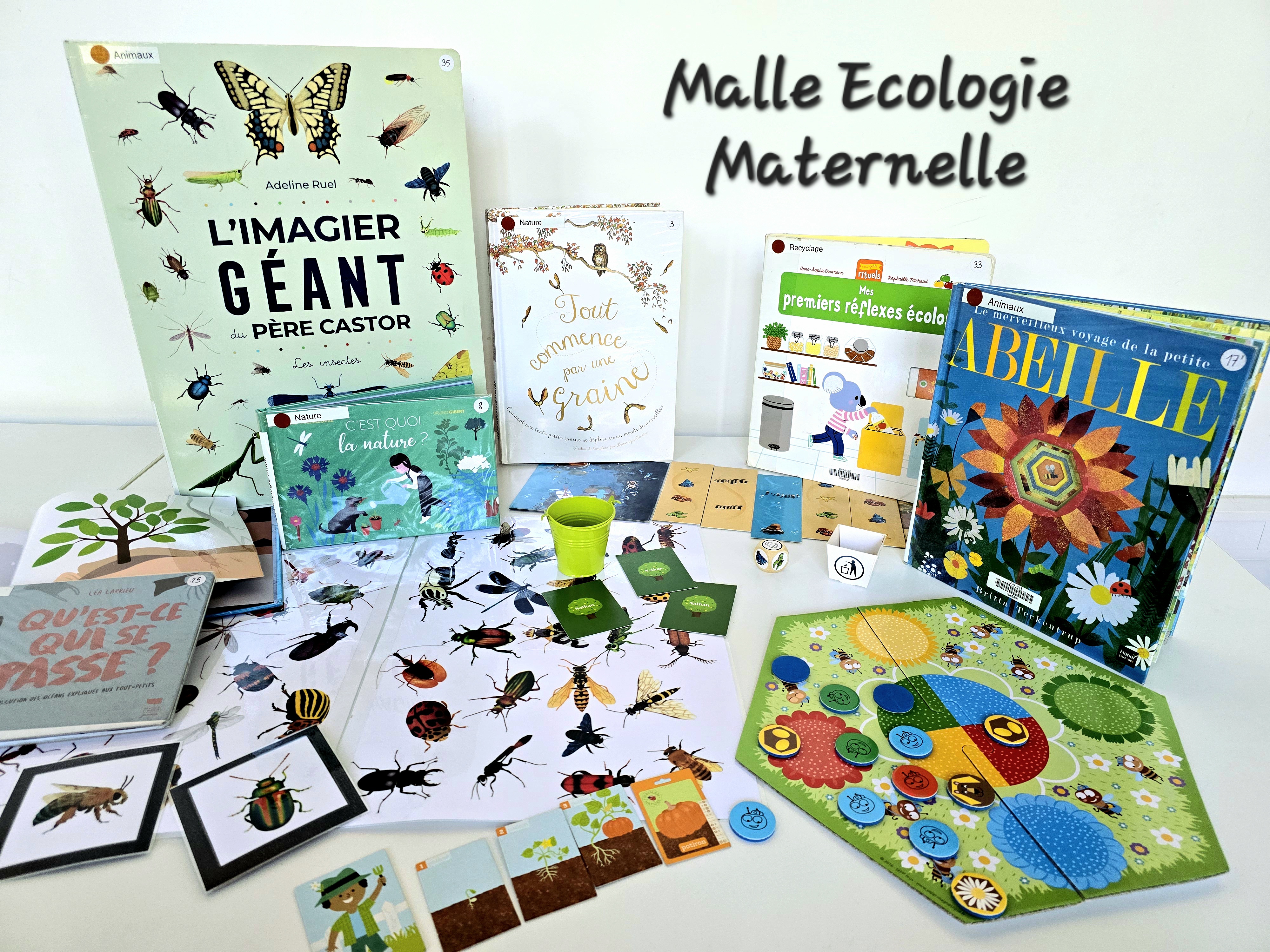  50 livres, des expériences, des jeux coopératifs, autour de 4 axes : la préservation de la nature, l’eau, le recyclage et les actions du quotidien. Cette malle améne à faire réfléchir sur les objectifs de développement durable pour éveiller à la conscience écologique.