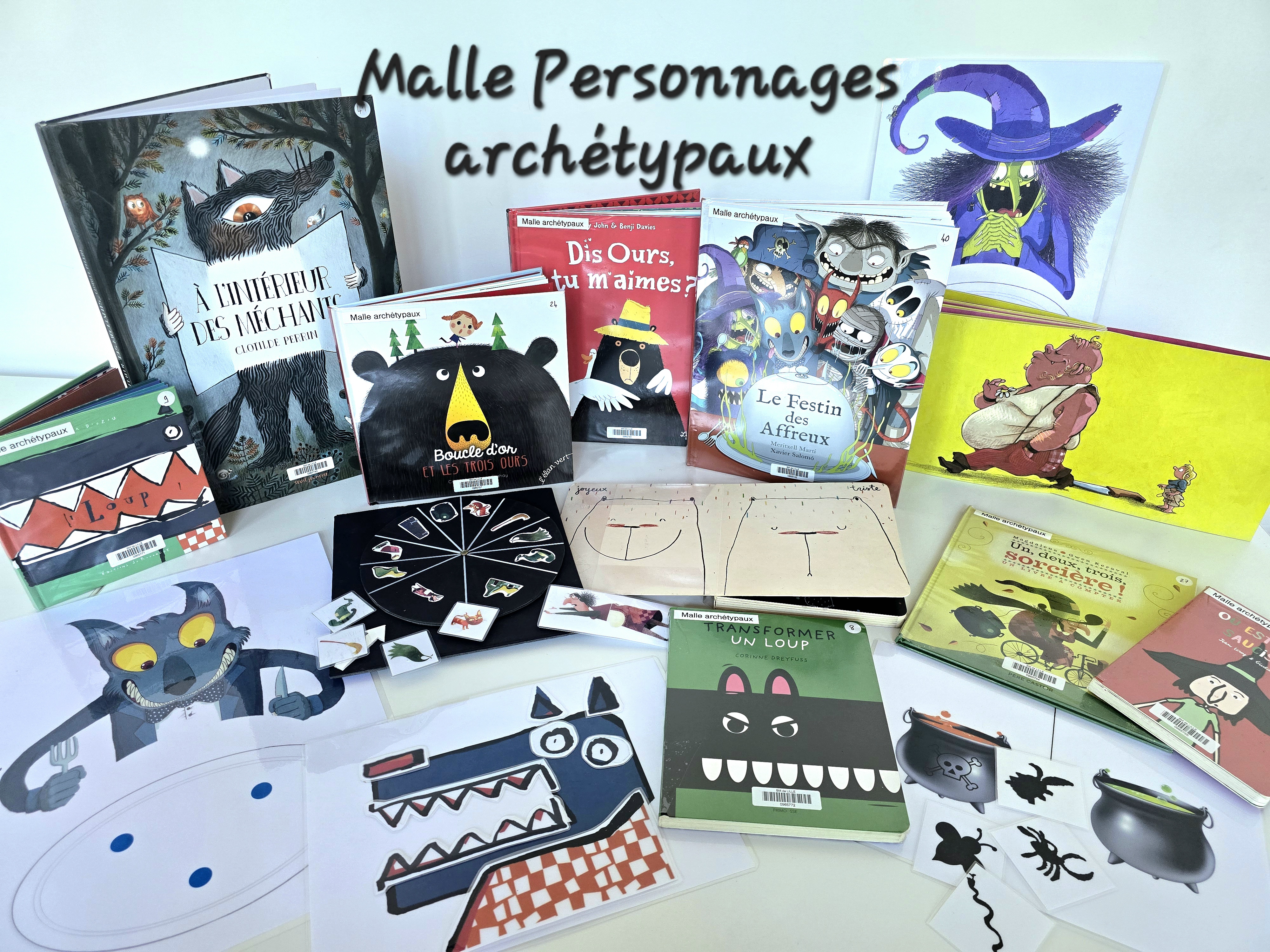 (Re)découvrir les personnages les plus emblématiques du conte ( le loup, la sorcière, l'ogre, l'ours)  à travers une sélection de livres et de jeux adaptés au cycle 1.  Première approche du conte tradictionnel